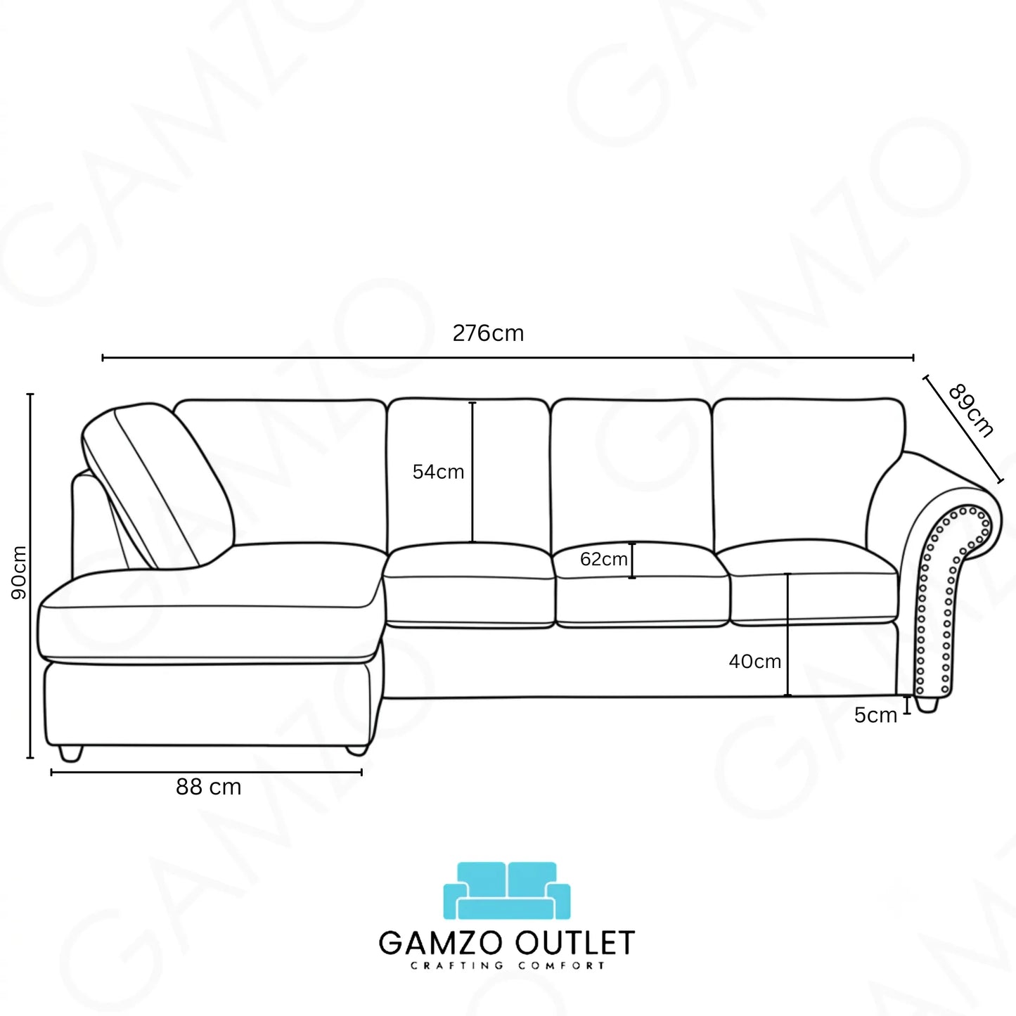 5 Seater XL  Left Hand Facing Cream