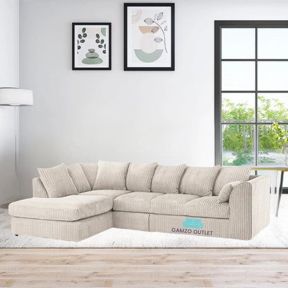 XL Jumbo Cord Fabric L Shape Scatter Back Sofa