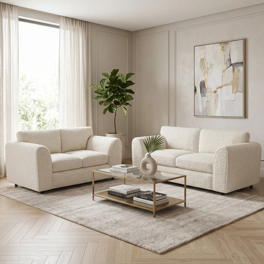 3 + 2 Seater full back ivory