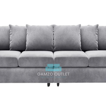 Plush Fabric 4 Seater Scatter Back Sofa