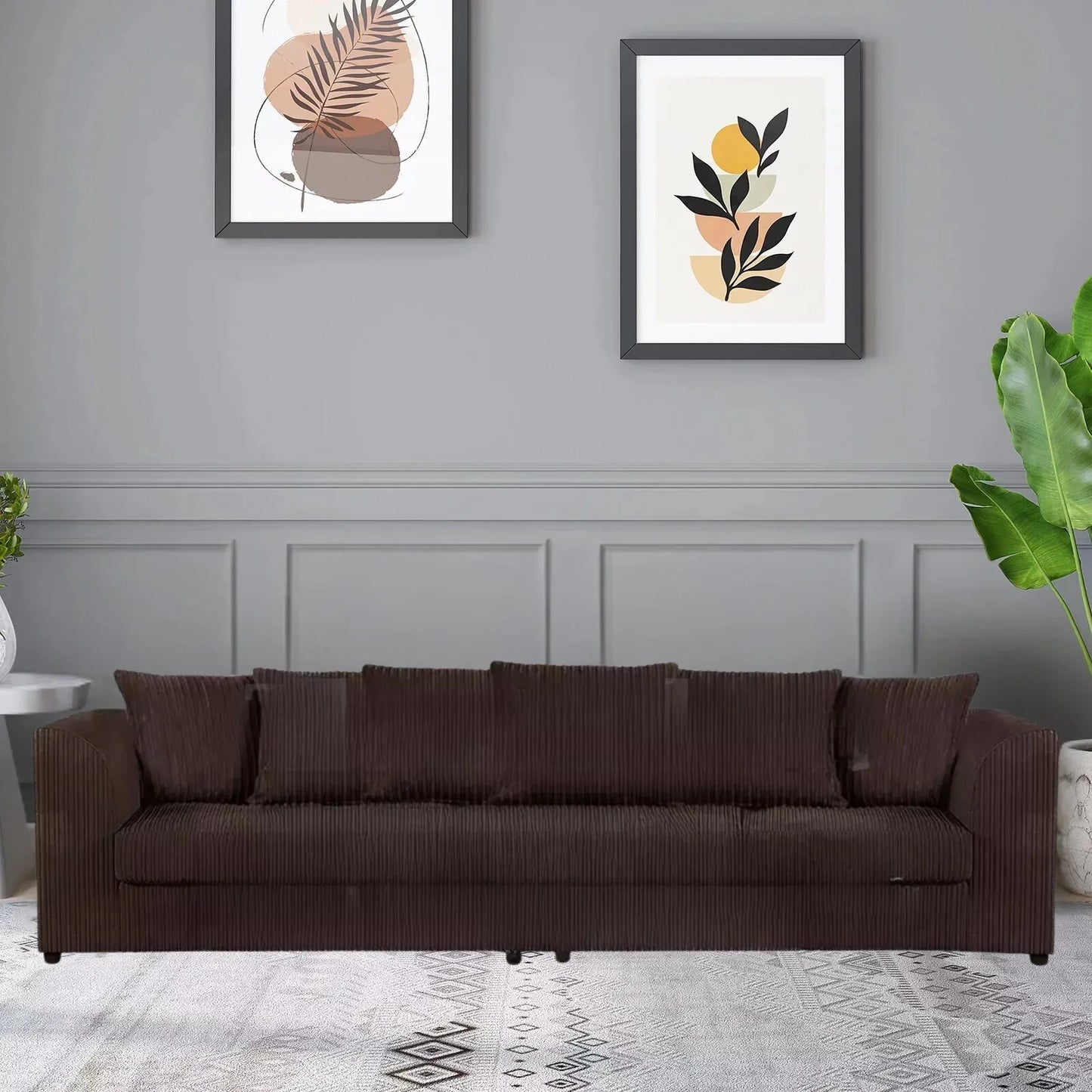 Jumbo Cord Fabric 4 Seater Scatter Back Sofa