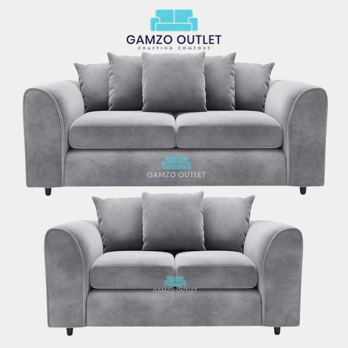 PLUSH FABRIC SCATTER BACK SOFA  SET