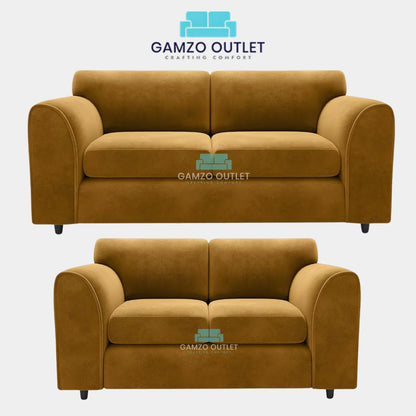 PLUSH FABRIC FULL BACK SOFA SET - Gamzo Outlet