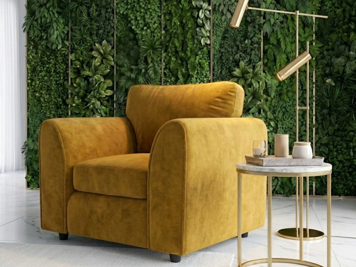Plush Velvet Fabric Full Back Sofa Set