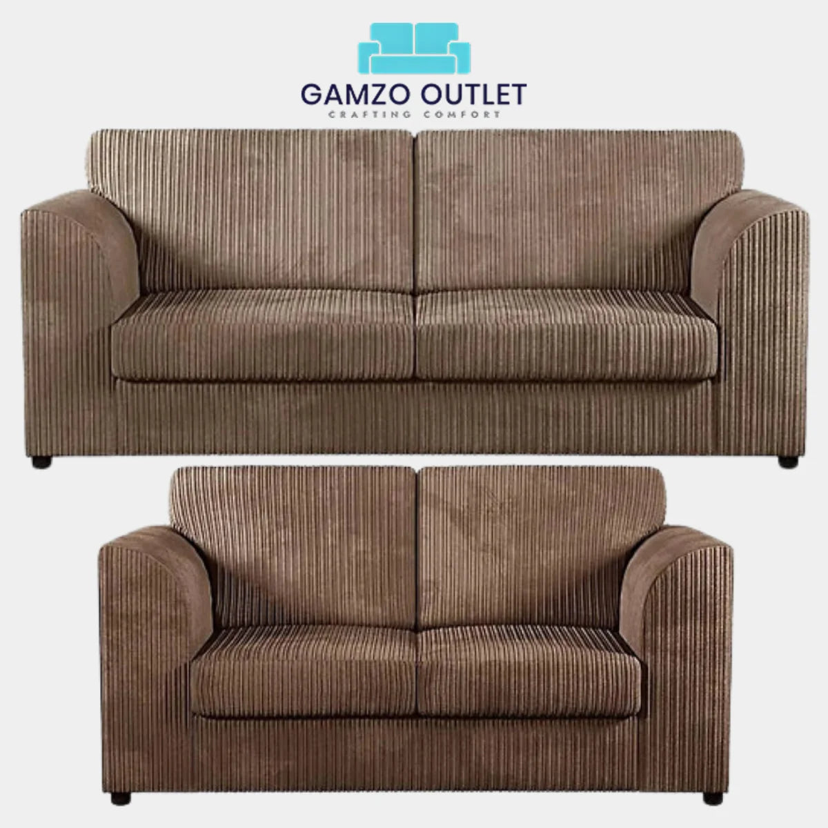 JUMBO CORD FULL BACK SOFA SET