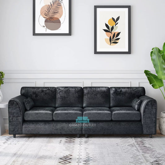 Crushed Velvet 4 Seater Full Back Sofa
