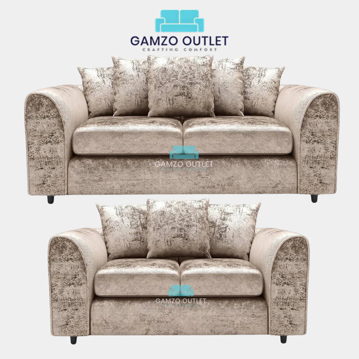 CRUSHED VELVET SCATTER BACK SOFA SET