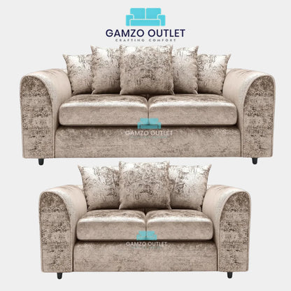 CRUSHED VELVET SCATTER BACK SOFA SET