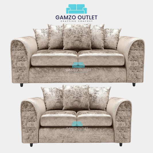 CRUSHED VELVET SCATTER BACK SOFA SET