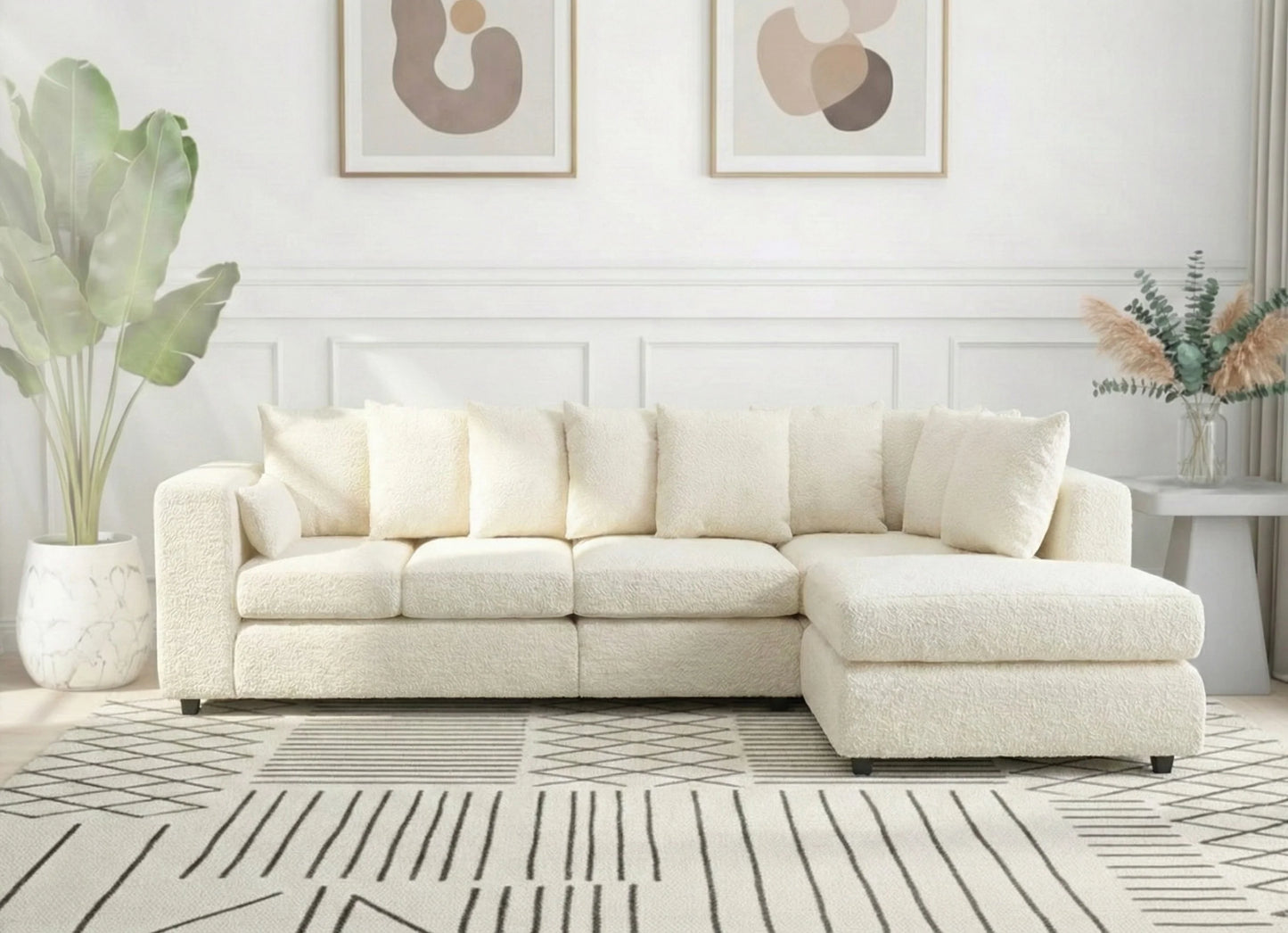 Boucle Scatter Back XL L Shape Sofa - Gamzo Outlet