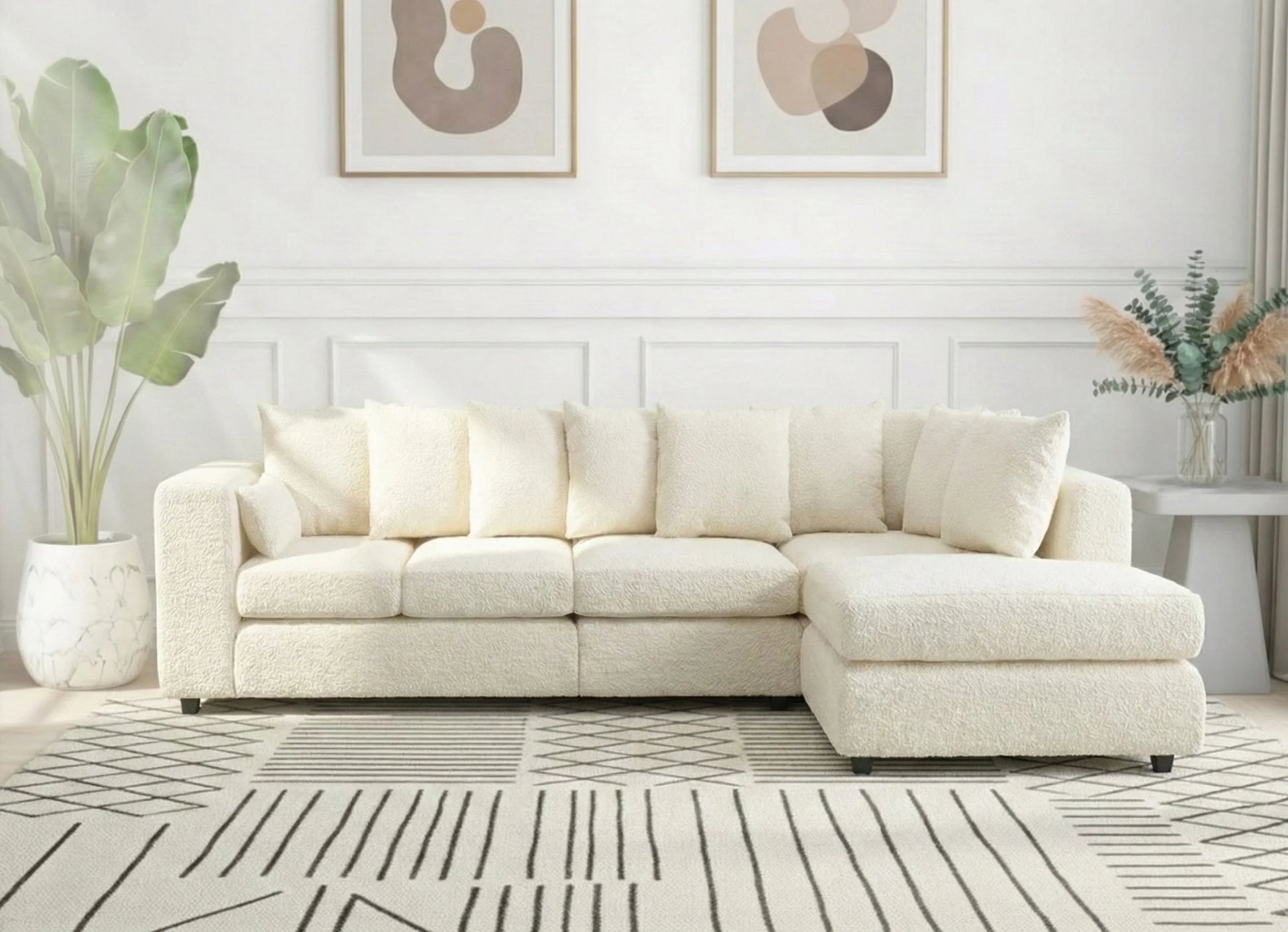 Boucle Scatter Back XL L Shape Sofa - Gamzo Outlet