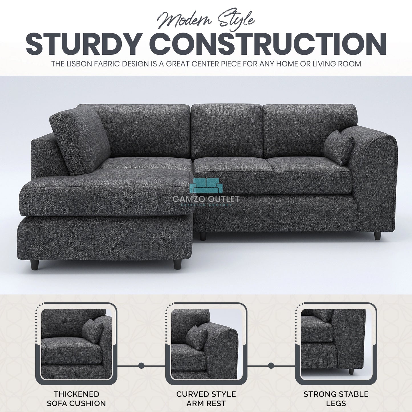 Lisbon Full Back L Shape Sofa