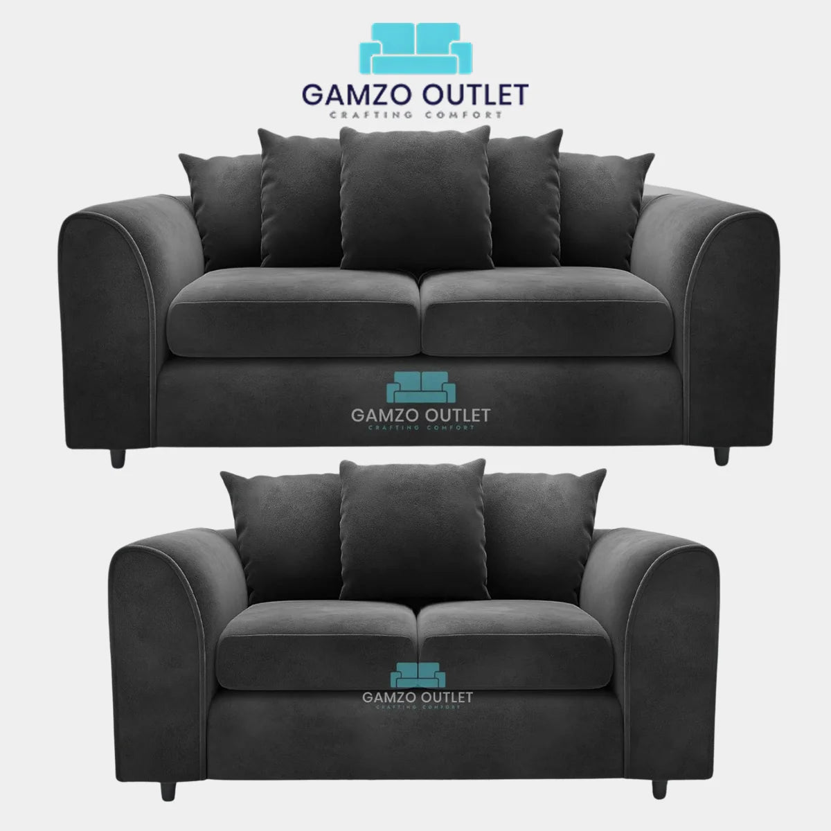 PLUSH FABRIC SCATTER BACK SOFA  SET