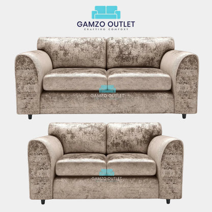 CRUSHED VELVET FULL BACK SOFA SET