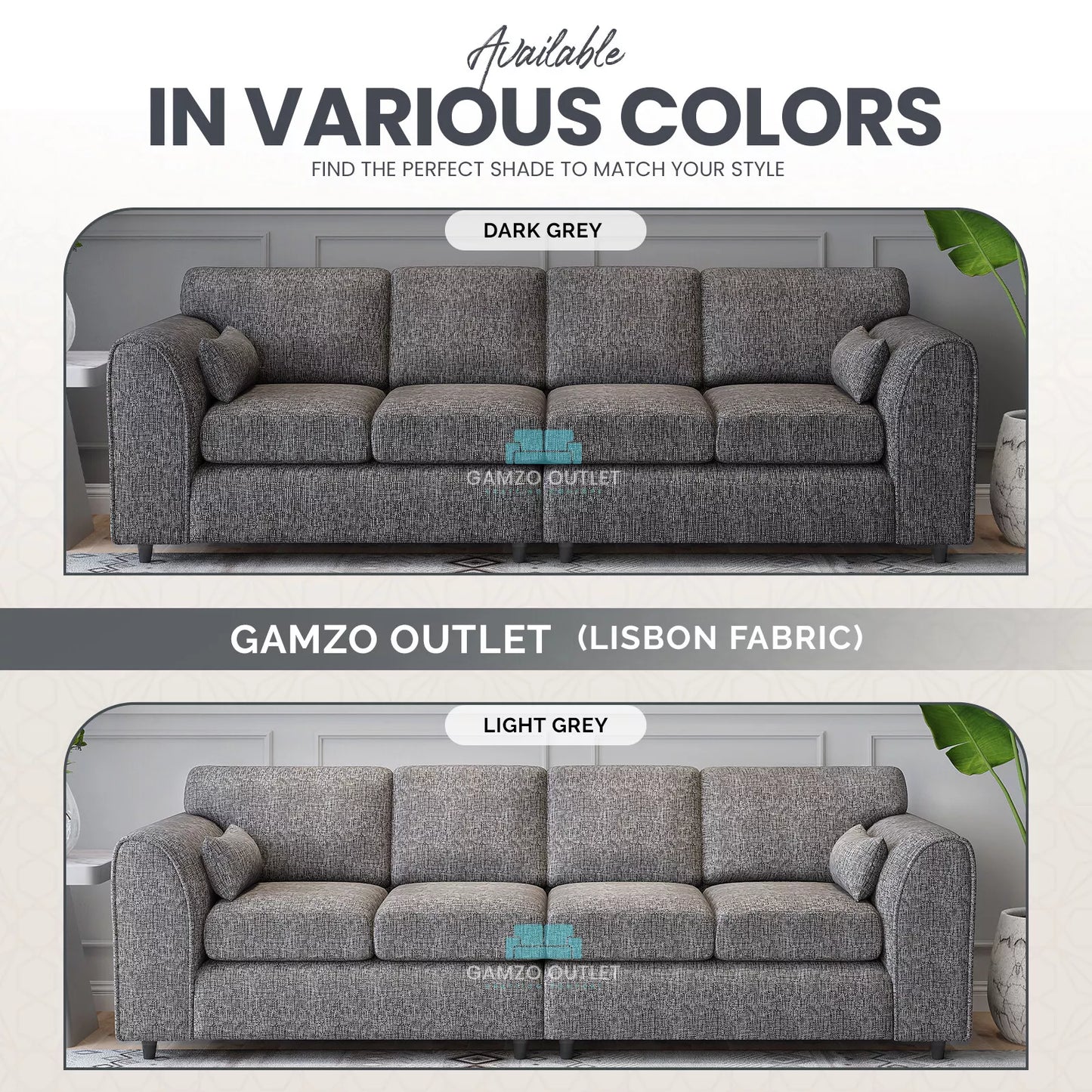Lisbon Fabric  4 Seater  Full Back  Sofa