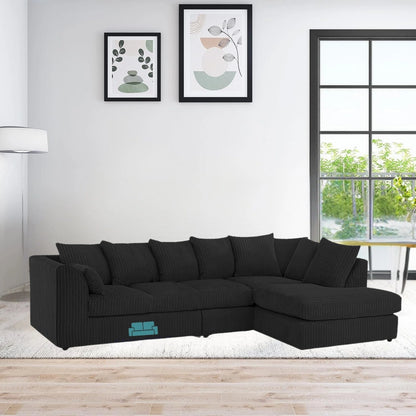 XL Jumbo Cord Fabric L Shape Scatter Back Sofa