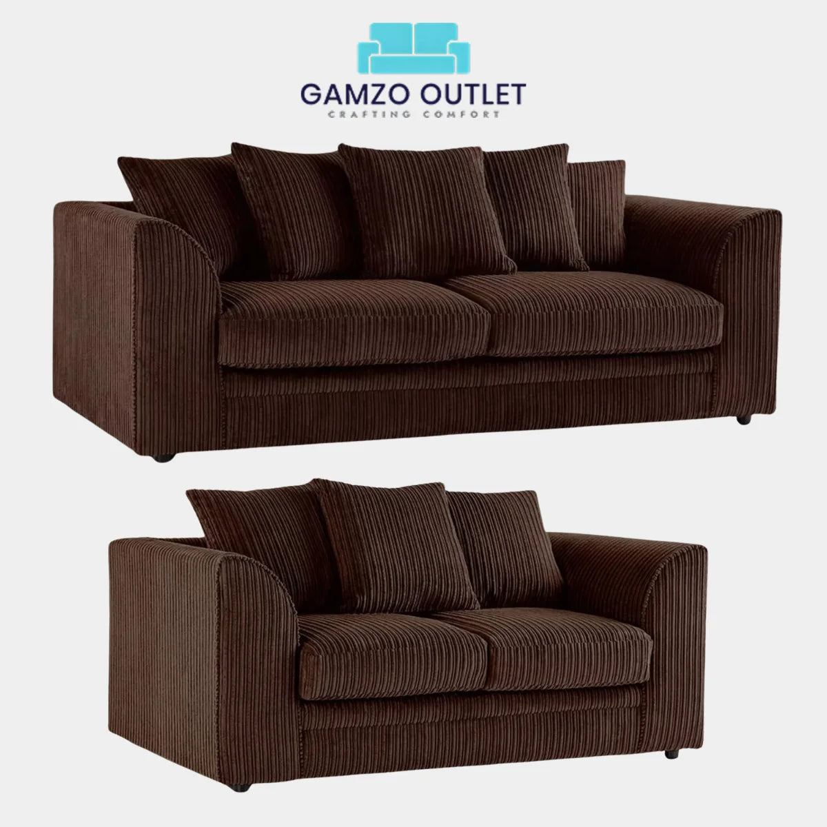 JUMBO CORD FABRIC SCATTER BACK SOFA SET