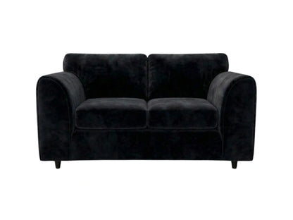 Black plush velvet 2-seater sofa with full back from Gamzo Outlet, showcasing soft fabric and comfortable seating.