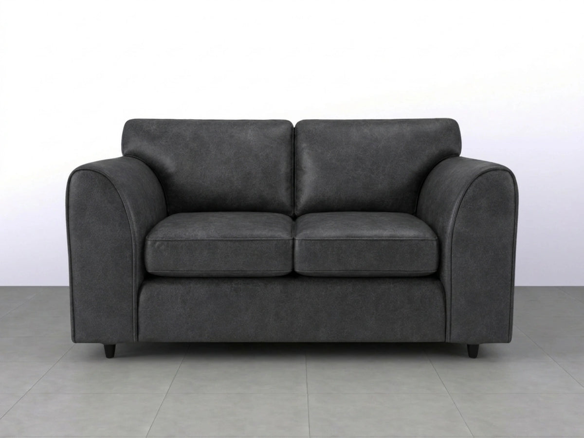 Black Dillon full back leather sofa set, 2-seater by Gamzo Outlet, showcasing plush cushions and sleek leather upholstery.