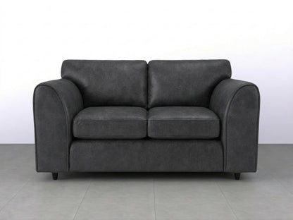 Black Dillon full back leather sofa set, 2-seater by Gamzo Outlet, showcasing plush cushions and sleek leather upholstery.