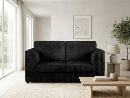 Black Gamzo Outlet Jumbo Cord 2-seater full back sofa with plush cushions and stylish design.