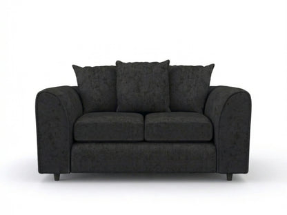 Black Gamzo Outlet Alaska fabric 2-seater scatter back sofa set with cushioned seats and modern design.