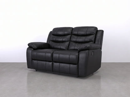 Black Model R 2 Seater Recliner Sofa by Gamzo Outlet, showcasing plush cushions and reclining feature for comfortable seating.