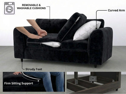 Plush Velvet Fabric Full Back Sofa Set