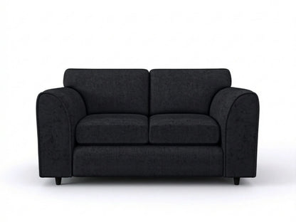 Black Gamzo Outlet Alaska Fabric 2-seater sofa with full back design, showcasing a modern and comfortable living room piece.