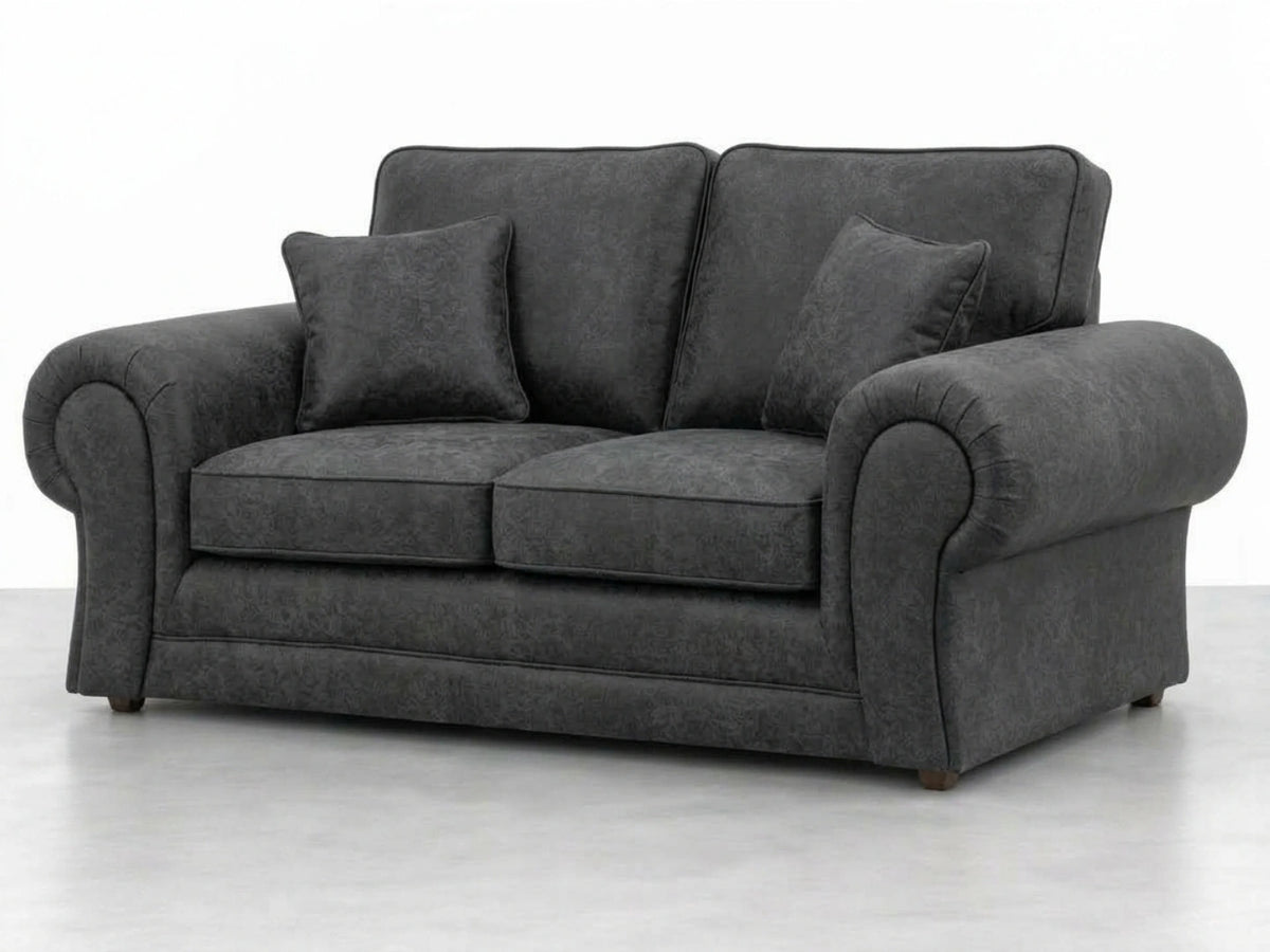 Black leather 2-seater sofa from Gamzo Outlet's Wilcot full back sofa set, featuring plush cushions and sleek design.