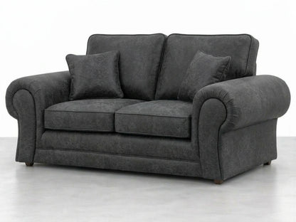 Black leather 2-seater sofa from Gamzo Outlet's Wilcot full back sofa set, featuring plush cushions and sleek design.