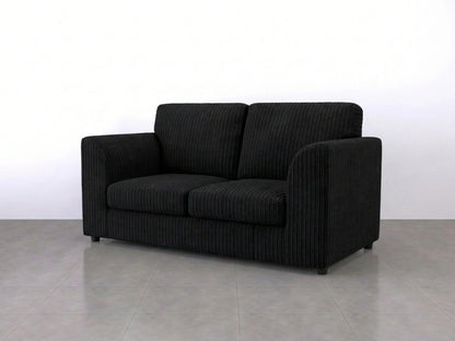 Black Gamzo Outlet 2-seater sofa with full back and jumbo cord upholstery, perfect for modern living rooms.