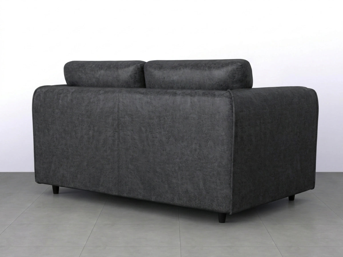 Black Dillon full back leather sofa set, two-seater by Gamzo Outlet, showcasing plush leather upholstery and modern design.