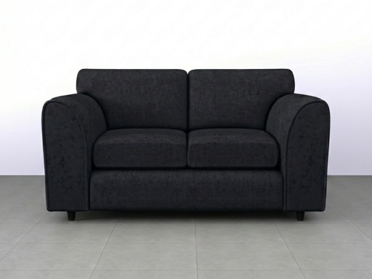 Black Gamzo Outlet Alaska Fabric Full Back 2-seater sofa set with plush cushions and modern design for living room comfort.