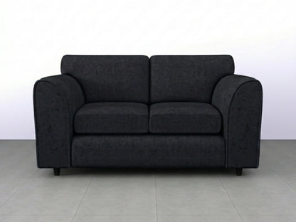 Black Gamzo Outlet Alaska Fabric Full Back 2-seater sofa set with plush cushions and modern design for living room comfort.