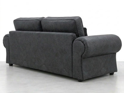 Black leather 2-seater sofa from Gamzo Outlet's Wilcot full back leather sofa set, showcasing plush cushions and sleek design.