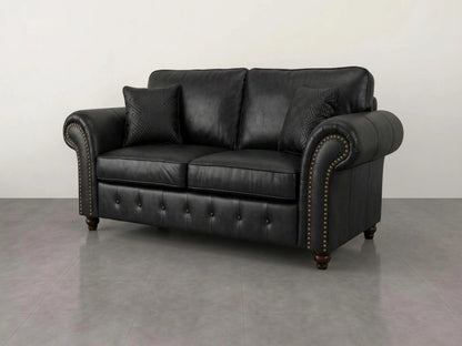 Black leather Oakland 2-seater sofa by Gamzo Outlet, featuring a full back design and modern style for living room comfort.