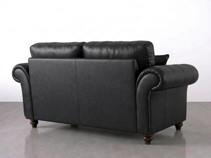 Black Gamzo Outlet Oakland full back 2-seater leather sofa with plush cushions and sleek design, ideal for modern living rooms.