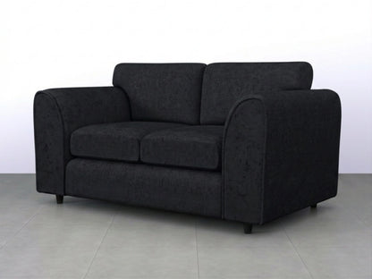 Black Gamzo Outlet Alaska Fabric Full Back 2-seater sofa set showing the comfortable backrest and plush seating.