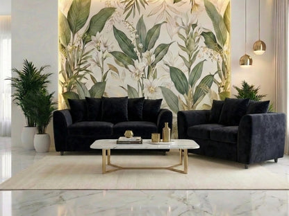 Plush Fabric Scatter Back Sofa Set