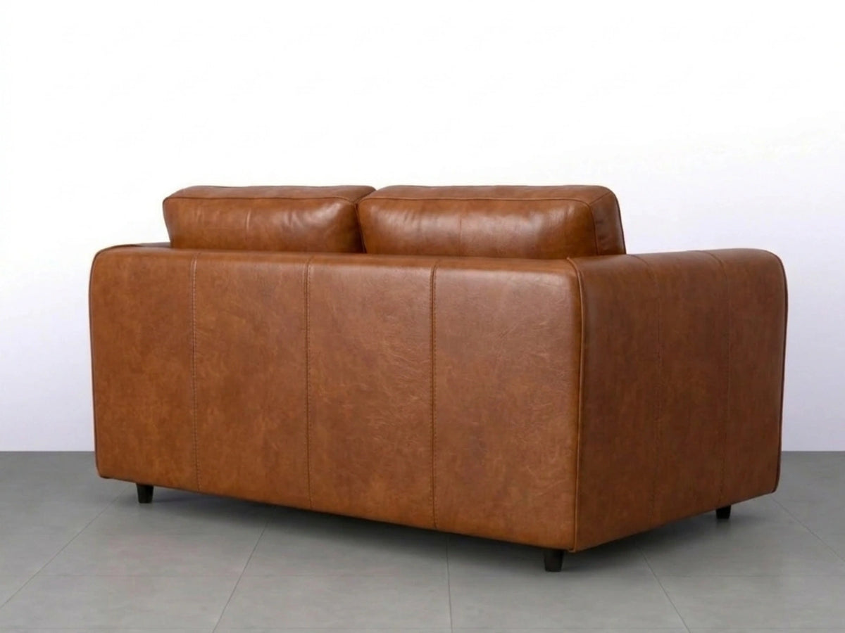 Brown leather 2-seater sofa from Gamzo Outlet's Dillon full back leather sofa set, showcasing plush cushions and stylish design.