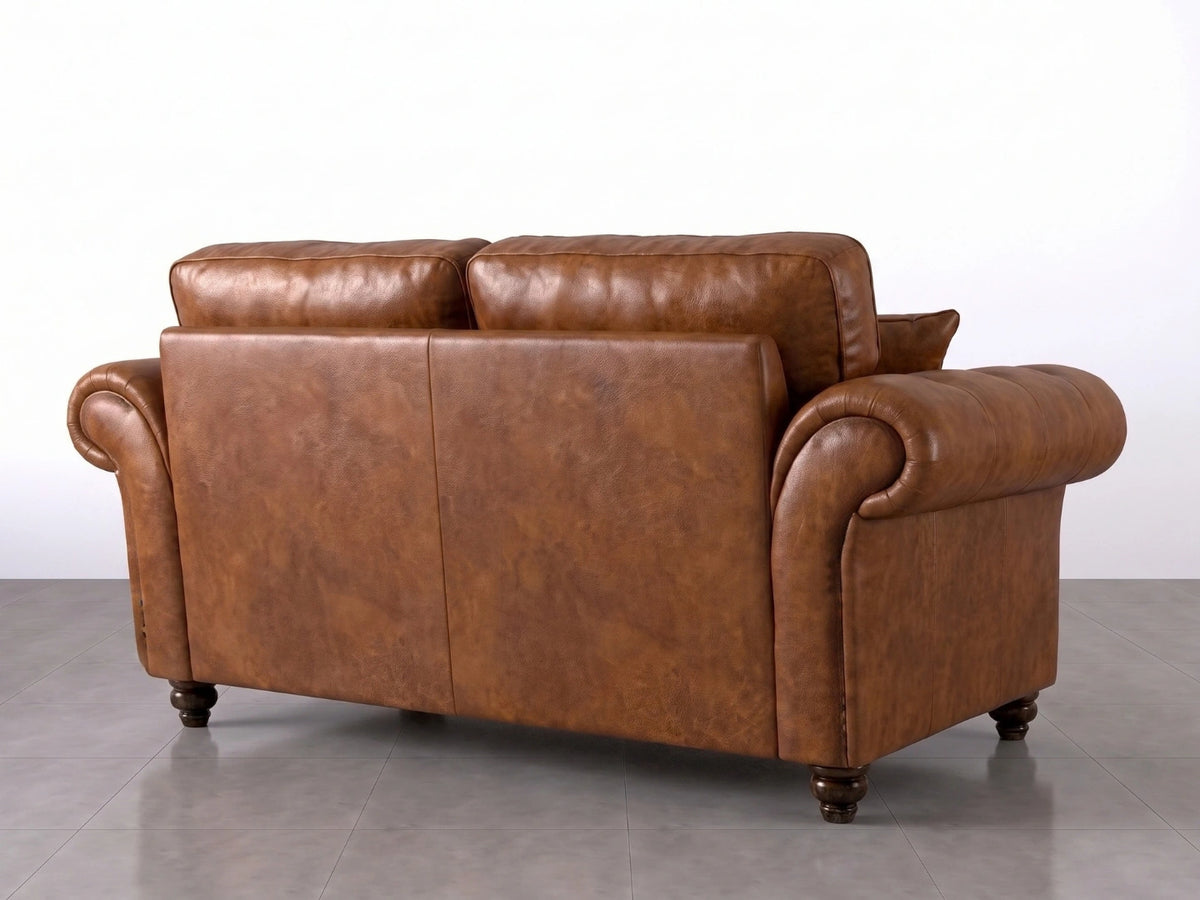 Brown leather Oakland full back 2-seater sofa by Gamzo Outlet, showcasing plush cushions and sleek modern design.