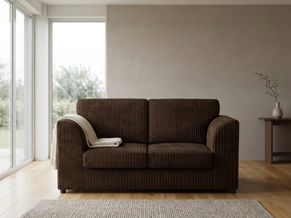 Chocolate brown Gamzo Outlet jumbo cord 2-seater full back sofa with plush cushions and stylish design.