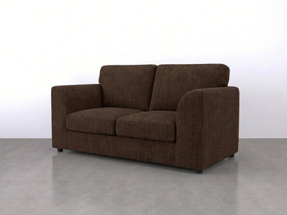 Chocolate brown Gamzo Outlet 2-seater sofa with full back and plush cushions, perfect for modern living rooms.