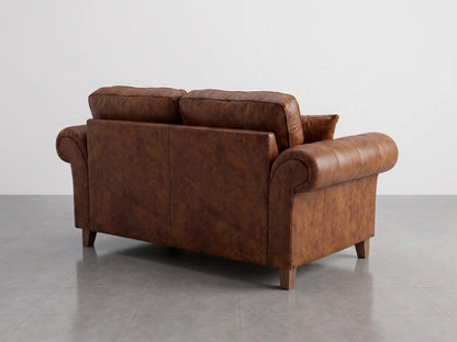 Gamzo Outlet Oakland full back 2-seater leather sofa in rich chocolate brown with plush cushions and sleek design.
