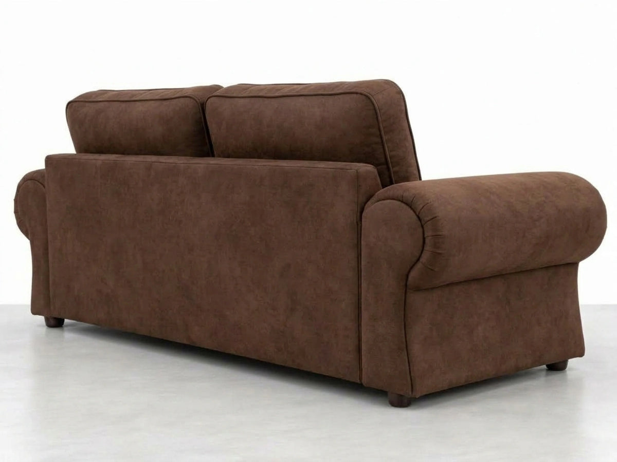 Chocolate brown 2-seater leather sofa from Gamzo Outlet's Wilcot Full Back Leather Sofa Set, showing plush cushions and elegant design.