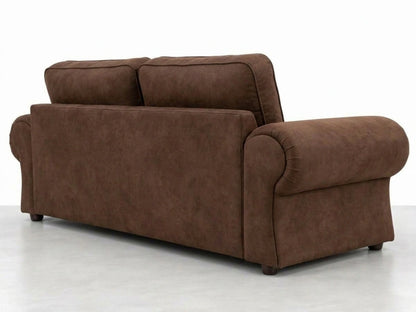 Chocolate brown 2-seater leather sofa from Gamzo Outlet's Wilcot Full Back Leather Sofa Set, showing plush cushions and elegant design.