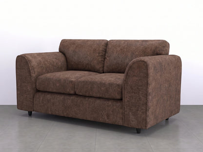 Chocolate brown Dillon full back leather sofa set 2-seater from Gamzo Outlet, showcasing plush cushions and sleek armrests.