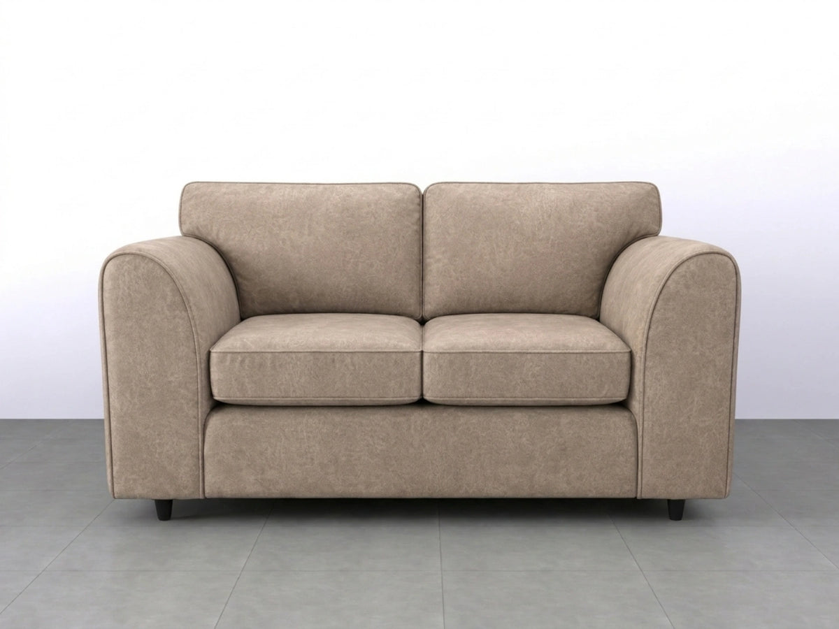 Cream leather 2-seater Dillon sofa from Gamzo Outlet with full back design, showcasing plush cushions and sleek upholstery.