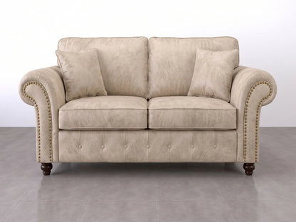 Cream leather Oakland full back 2-seater sofa by Gamzo Outlet, showcasing plush cushioning and sleek design.